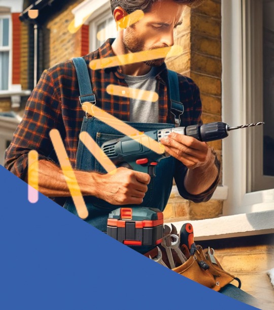 Property maintenance professional using a drill